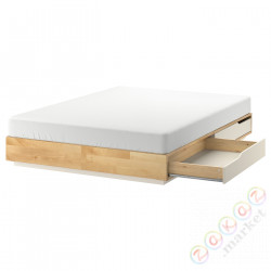 ⭐MANDAL⭐Каркас кровати сящики, береза/белый, 140x202 cm⭐ИКЕА-30280481