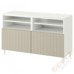 ⭐BESTA⭐Тумба под ТВ с дверь, белый/Sutterviken/Каббарп серо-бежевый, 120x42x74 cm⭐ИКЕА-89384542