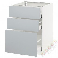 ⭐METOD / MAXIMERA⭐Напольный шкаф с 3 ящики, белый/Veddinge Серый, 60x60 cm⭐ИКЕА-09049667