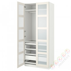 ⭐PAX / BERGSBO⭐Комбинация шкафов, белый/матовое стекло, 100x60x236 cm⭐ИКЕА-99329140