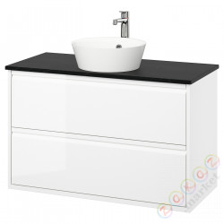 ⭐ANGSJON / KATTEVIK⭐Sзаf umyw сящики/umyw/bateria, глянцевый белый/имитация черного мрамора, 102x49x80 cm⭐ИКЕА-29521580