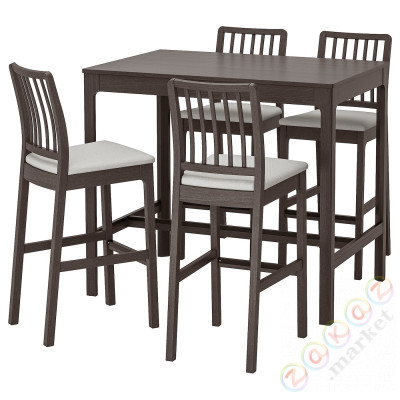 ⭐EKEDALEN / EKEDALEN⭐Барный стол + 4 барный стул, темно коричневый/Orrsta светло-серый, 120 cm⭐ИКЕА-69304221