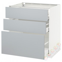 ⭐METOD / MAXIMERA⭐Напольный шкаф с 3 ящики, белый/Veddinge Серый, 80x60 cm⭐ИКЕА-49049707