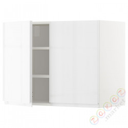 ⭐METOD⭐Навесной шкаф с полками/2 дверь, белый/Блеск Voxtorp/белый, 80x60 cm⭐ИКЕА-79456148