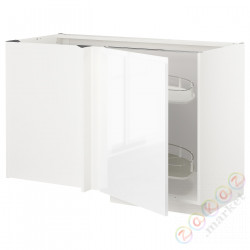 ⭐METOD⭐Напольный шкаф угловой H. полка, белый/Блеск Voxtorp/белый, 128x68 cm⭐ИКЕА-19465650