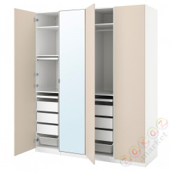 ⭐PAX / REINSVOLL/AHEIM⭐Комбинация шкафов, белый/серо-бежевый, 200x60x236 cm⭐ИКЕА-09419946