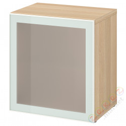 ⭐BESTA⭐Сайт, подражаниеacja дуб bejcowанеgo na biało Glassvik/белый/jasna зеленыйeń матовое стекло, 60x42x64 cm⭐ИКЕА-29490475