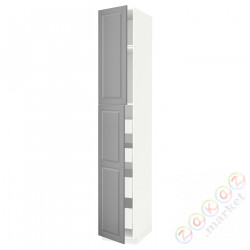 ⭐METOD / MAXIMERA⭐Шкаф, высота 2дверь/4лопата, белый/Bodbyn Серый, 40x60x240 cm⭐ИКЕА-59455017