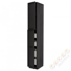 ⭐METOD / MAXIMERA⭐Шкаф, высота 2дверь/4лопата, черный/Lerhyttan черный морилка, 40x60x240 cm⭐ИКЕА-69460202