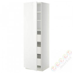 ⭐METOD / MAXIMERA⭐Высокий шкаф с ящики, белый/Рингхульт белый, 60x60x200 cm⭐ИКЕА-89364737