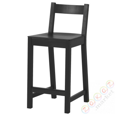 ⭐NORDVIKEN⭐Барный стул со спинкой, черный, 62 cm⭐ИКЕА-00424693