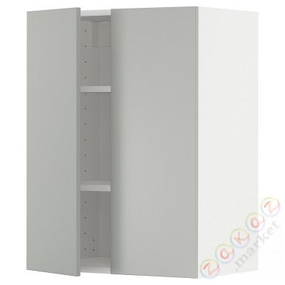 ⭐METOD⭐Навесной шкаф с полками/2 дверь, белый/Havstorp светло-серый, 60x80 cm⭐ИКЕА-39538052