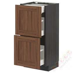 ⭐METOD / MAXIMERA⭐Кабинет stj 2fr/3шу, черныйEnköping/коричневый орех, 40x37 cm⭐ИКЕА-19476371