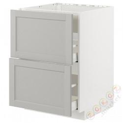 ⭐METOD / MAXIMERA⭐Постоянный шкаф/капюшон zint. с ящиками, белый/Lerhyttan светло-серый, 60x60 cm⭐ИКЕА-49477779