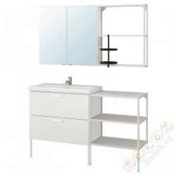 ⭐ENHET / TVALLEN⭐Мебель для ванной, набор. 15 шт.., белый/Pilkån аккумулятор, 142x43x87 cm⭐ИКЕА-19338285