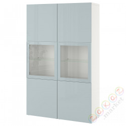 ⭐BESTA⭐Книжный шкаф/стаканане дверь, белый Selsviken/сиять светло-серо-голубым, 120x42x193 cm⭐ИКЕА-89421568