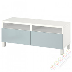 ⭐BESTA⭐Тумба под ТВ с ящики, белый/Selsviken/Stubbarp jasnoсерый-синий, 120x42x48 cm⭐ИКЕА-59435878
