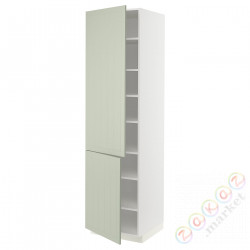 ⭐METOD⭐Высокий шкаф с полками/2Drz, белый/Stensund светло-зеленый, 60x60x220 cm⭐ИКЕА-49487207