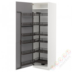 ⭐METOD⭐Высокий шкаф с wysuwaną spiżarką, белый/Bodbyn Серый, 60x60x200 cm⭐ИКЕА-79471950