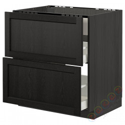 ⭐METOD / MAXIMERA⭐Постоянный шкаф/капюшон zint. с ящиками, черный/Lerhyttan черный морилка, 80x60 cm⭐ИКЕА-99335725