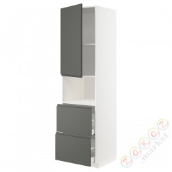 ⭐METOD / MAXIMERA⭐В шкафу для микрофона дверь/2 ящики, белый/Voxtorpтемно-серый, 60x60x220 cm⭐ИКЕА-69465940