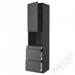 ⭐METOD / MAXIMERA⭐Обувь для микрокомбо дверь/3шу, черный/Voxtorpтемно-серый, 60x60x240 cm⭐ИКЕА-99464289