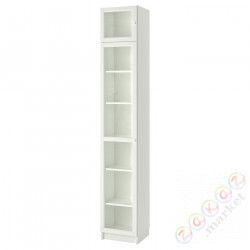 ⭐BILLY / OXBERG⭐Книжный шкаф na książki сnadstawką/дверь, белый/стакан, 40x42x237 cm⭐ИКЕА-59398852