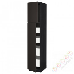 ⭐METOD / MAXIMERA⭐Шкаф, высота 2дверь/4лопата, черный/Кунгсбака антрацит, 40x60x200 cm⭐ИКЕА-79464501