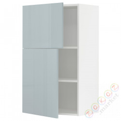⭐METOD⭐Навесной шкаф с полками/2 дверь, белый/Kallarp jasnoсерый-синий, 60x100 cm⭐ИКЕА-79479753