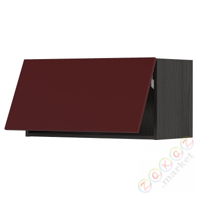 ⭐METOD⭐Навесной шкаф pos, черный калларп/темно-красно-коричневый блеск, 80x40 cm⭐ИКЕА-09391749