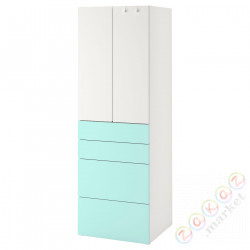 ⭐SMASTAD / PLATSA⭐Гардероб, белый бледно-бирюзовый/с4 ящики, 60x57x181 cm⭐ИКЕА-19430887