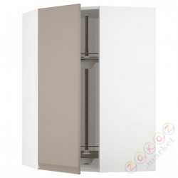 ⭐METOD⭐Шкаф навесной угловой с каруселью, белый/Upplöv матciemnoбежевый, 68x100 cm⭐ИКЕА-79492047