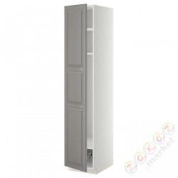 ⭐METOD⭐Высокий шкаф, полки/докторuciany, белый/Bodbyn Серый, 40x60x200 cm⭐ИКЕА-09458985