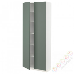 ⭐METOD⭐Высокий шкаф/полки, белый/Bodarp серо-зеленый, 80x37x200 cm⭐ИКЕА-39457437