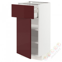 ⭐METOD / MAXIMERA⭐Кабинет stj/дверь, белый Kallarp/темно-красно-коричневый блеск, 40x37 cm⭐ИКЕА-79465360