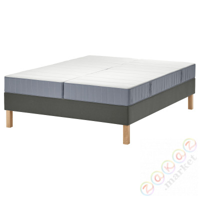⭐LYNGOR⭐Континентальная кровать, Vesteröy жесткий/средняя твердость/светло-синий темно-серый, 160x200 cm⭐ИКЕА-89553078