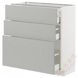 ⭐METOD / MAXIMERA⭐Напольный шкаф с 3 ящики, белый/Havstorp светло-серый, 80x37 cm⭐ИКЕА-79538173