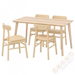 ⭐LISABO / RONNINGE⭐Таблица и 4 стулья, ясеневый шпон/береза, 140x78 cm⭐ИКЕА-39297118