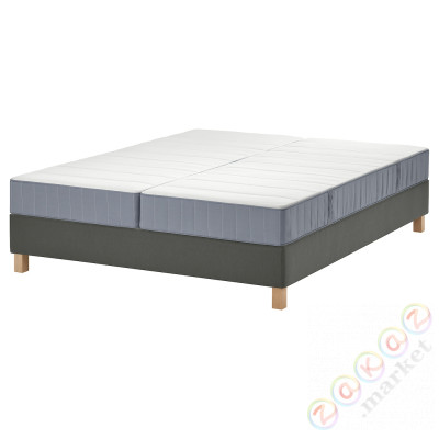 ⭐LYNGOR⭐Континентальная кровать, Vesteröy жесткий/средняя твердость/светло-синий темно-серый, 180x200 cm⭐ИКЕА-09553162