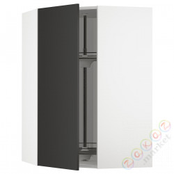 ⭐METOD⭐Шкаф навесной угловой с каруселью, белый/Nickebo матантрацит, 68x100 cm⭐ИКЕА-29497491