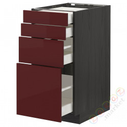 ⭐METOD / MAXIMERA⭐Бывший 4 пт/4шу, черный калларп/темно-красно-коричневый блеск, 40x60 cm⭐ИКЕА-79331714