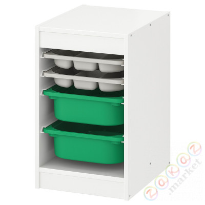 ⭐TROFAST⭐Книжный шкаф с контейнерами/taca, белый Серый/зеленый, 34x44x56 cm⭐ИКЕА-09480415