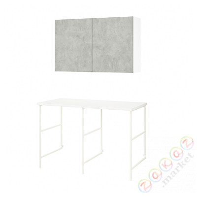 ⭐ENHET⭐Книжный шкаф, белый/имитация бетона, 139x63.5x85.5 cm⭐ИКЕА-59477477