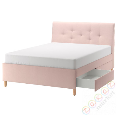 ⭐IDANAS⭐Мягкая кровать сящики, Gunnared бледно-розовый, 160x200 cm⭐ИКЕА-60447173