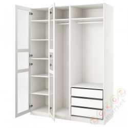 ⭐PAX / TYSSEDAL⭐Гардероб, белый/белое стекло, 175x60x236 cm⭐ИКЕА-39480150