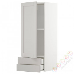 ⭐METOD / MAXIMERA⭐Навесной шкаф, дверь/2 ящики, белый/Lerhyttan светло-серый, 40x100 cm⭐ИКЕА-69469721