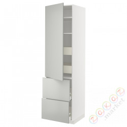 ⭐METOD / MAXIMERA⭐H пополам/4 шу/Drz/2 fr, белый/Havstorp светло-серый, 60x60x220 cm⭐ИКЕА-79538149