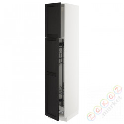 ⭐METOD⭐Высокий шкаф/домашний интерьер, белый/Lerhyttan черный морилка, 40x60x200 cm⭐ИКЕА-49455876