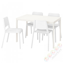 ⭐VANGSTA / TEODORES⭐Таблица и 4 стулья, белый/белый, 120/180 cm⭐ИКЕА-59221189