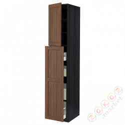 ⭐METOD / MAXIMERA⭐Sза wys сwys 4шу/1Drz/2половина, черныйEnköping/коричневый орех, 40x60x220 cm⭐ИКЕА-49476440